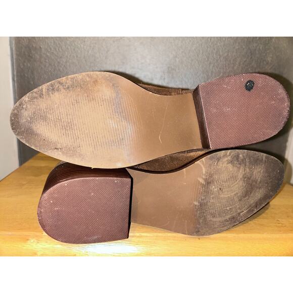 Steve Madden Brown Suede Knee High Boots 7M Stacked Heel Slip On Stretch Shaft - Picture 7 of 11